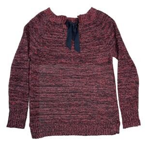 LOFT Outlet Women’s Pullover Sweater Small Pink Knit Acrylic Long Sleeve Bow NWT